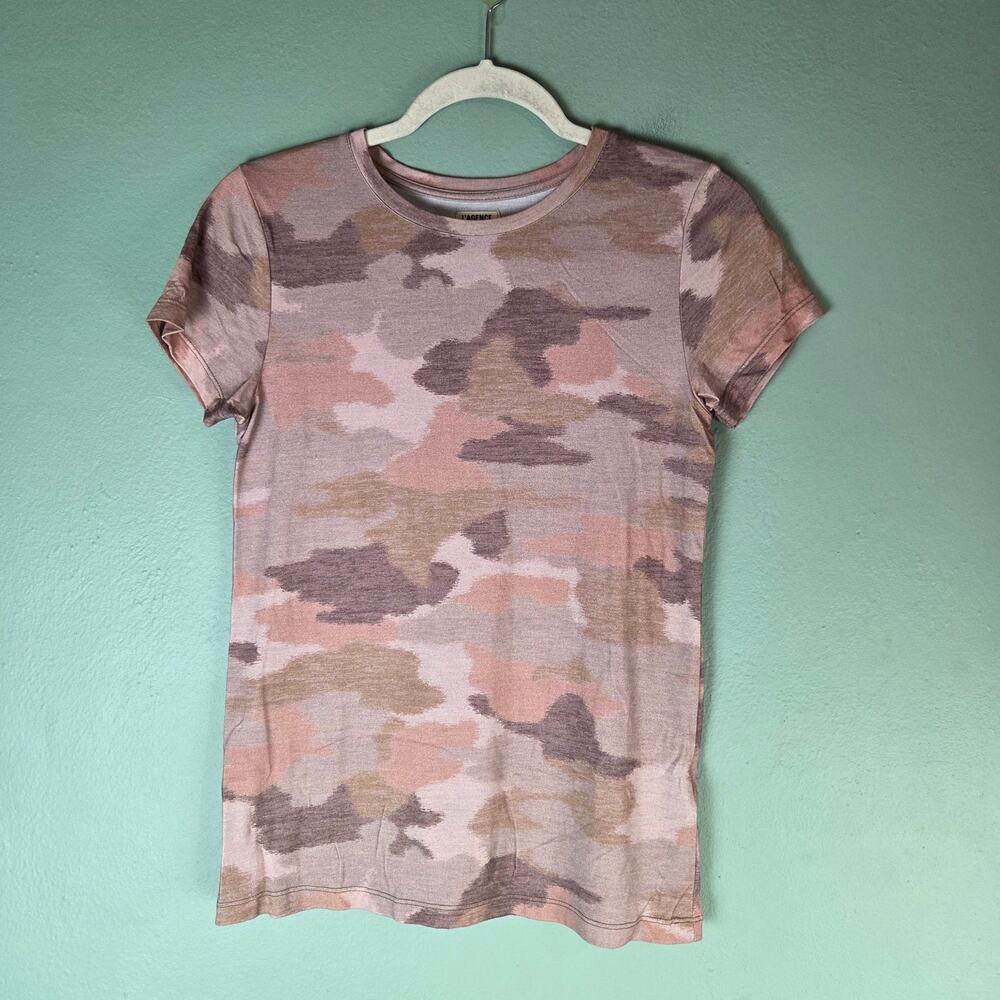 L'Agence Womens Ressi Tee Nude Pink Camo Medium Short Sleeve Lightweight Stretch